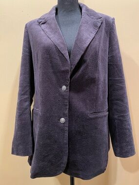 Disturbia Purple Grey Corduroy Blazer Jacket UK14/US10 Goth Dark Academia